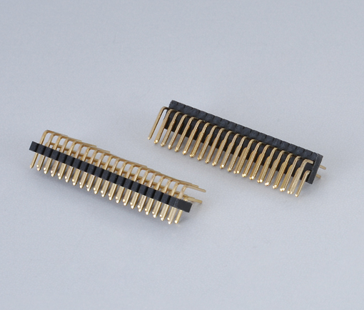 1.0mm间距排针连接器- 双排90° 单塑胶